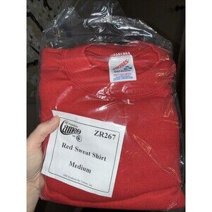 Vintage 1996 Red Jerzees‎ Crewneck Sweatshirt Blank Medium Made In USA New 50/50
